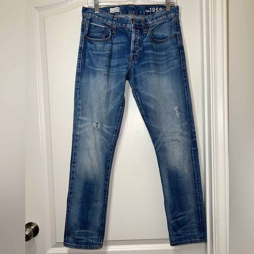 Gap 1969 Original Fit Distressed Straight Leg Pant Spring Blue Women’s 28R